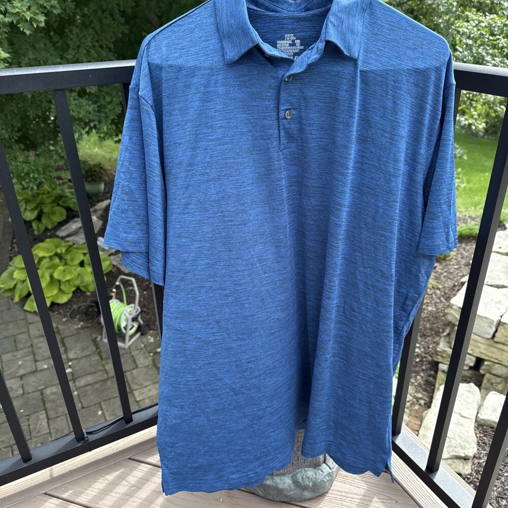 Lot Of 4 Men's Solid Button-Up Polo Shirt Point Collar Polyester 2XL NEW